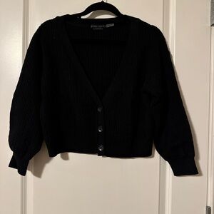 Alice + Olivia Black Button-Up Cardigan